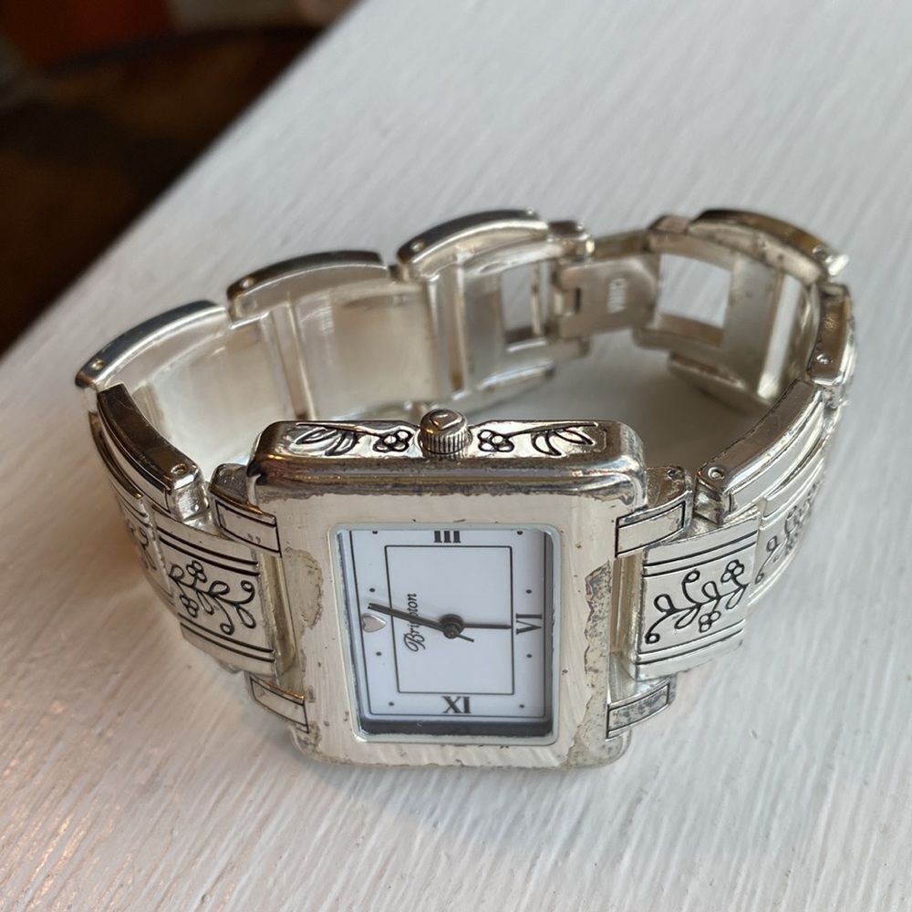 Brighton Dresden silver etched square chunky‎ link watch